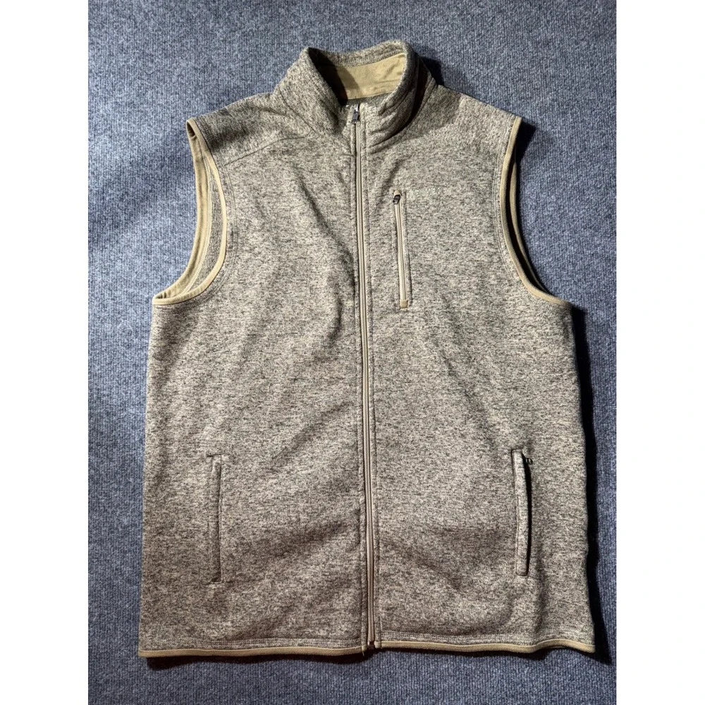 RedHead Fleece Vest Mens Large Green Excellent Full Zip Sweater Knit Outdoor